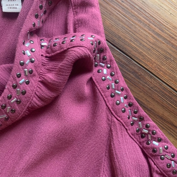 Knox Rose Cold Shoulder Long Sleeve Metal Studded Boho Romper Size XL - Picture 4 of 10